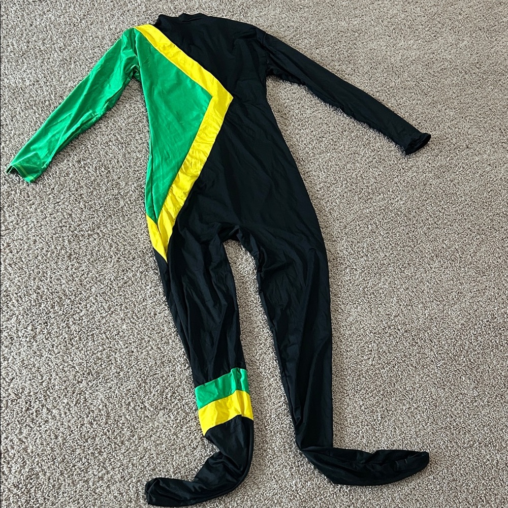 Black and Green Jumpsuit with Yellow Accents